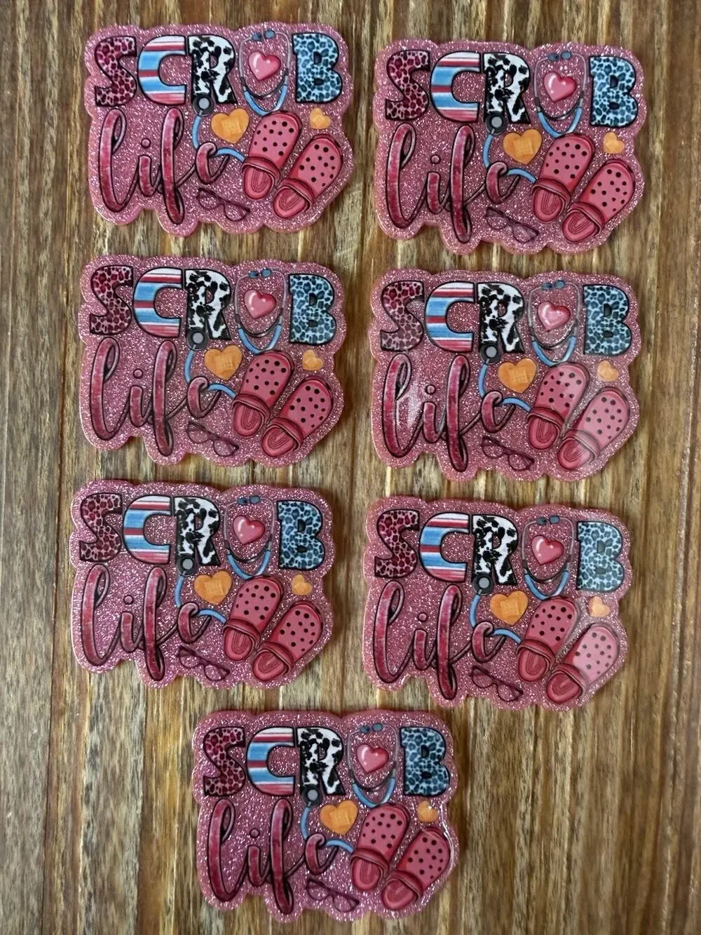 7 Pc Scrub Life Acrylic Flatbacks